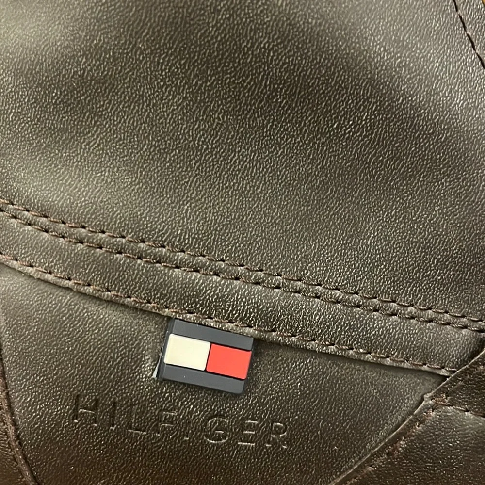 Tommy Hilfiger Dark Brown Leather Lace-Up Buckle Boots with Orange Laces